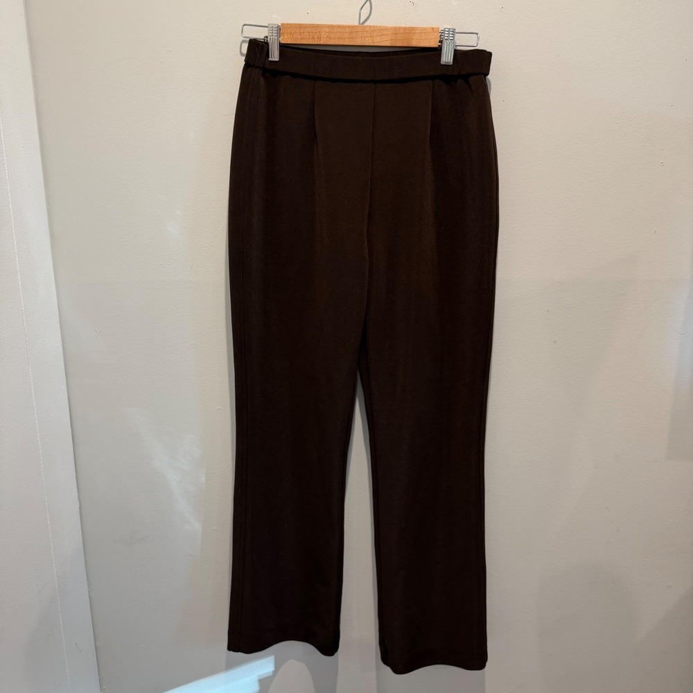 Chico's Brown Travelers Classic Straight Stretch Leg Pants Comfy | Size 1 Short